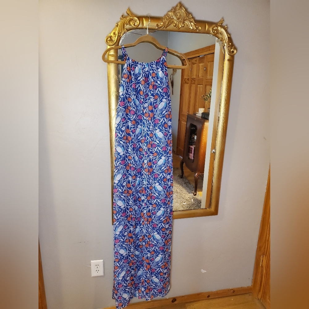 LONG Old Navy Floral Blue Maxi Dress - Picture 4 of 6